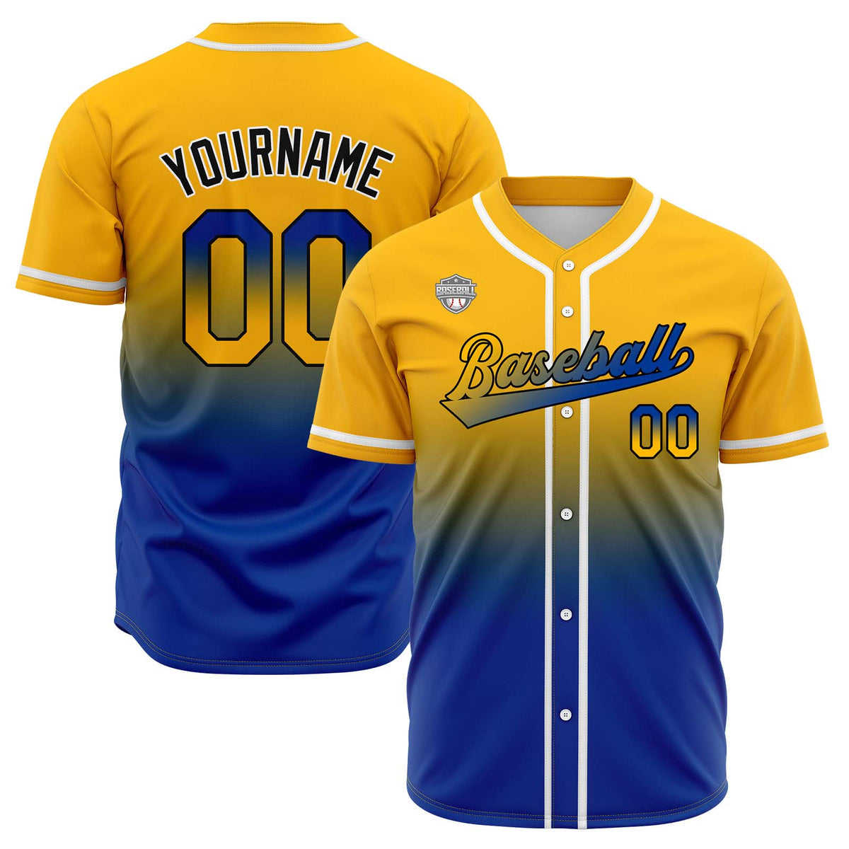 Camisetas de béisbol personalizadas con degradado nombre número y logotipo