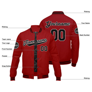 Chaqueta universitaria personalizada estilo Letterman para hombres-mujeres y jóvenes-color rojo y negro