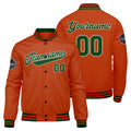 Chaqueta universitaria personalizada estilo Letterman para hombres-mujeres y jóvenes-color verde oscuro y naranja