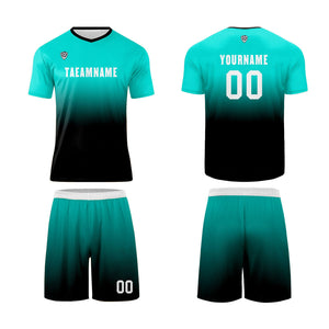 Camiseta de uniforme personalizada azul menta y negra para niños y adultos Conjunto de camiseta personalizado