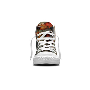 Fluid Expressions: Zapatillas de lona de caña alta con ilustraciones de libélulas con efecto de goteo: libera tu estilo con cada paso