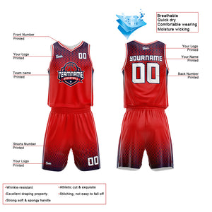 Uniforme de baloncesto personalizado de la Marina Roja impreso con su logotipo-nombre y número