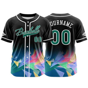 Camiseta de béisbol personalizada negra y verde con botones para hombre mujer adulto y joven Estampado de nombre número y logotipo