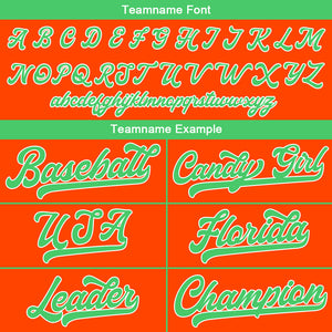 Camiseta de béisbol personalizada con diseño bordado & estilo hip hop & color naranja y verde