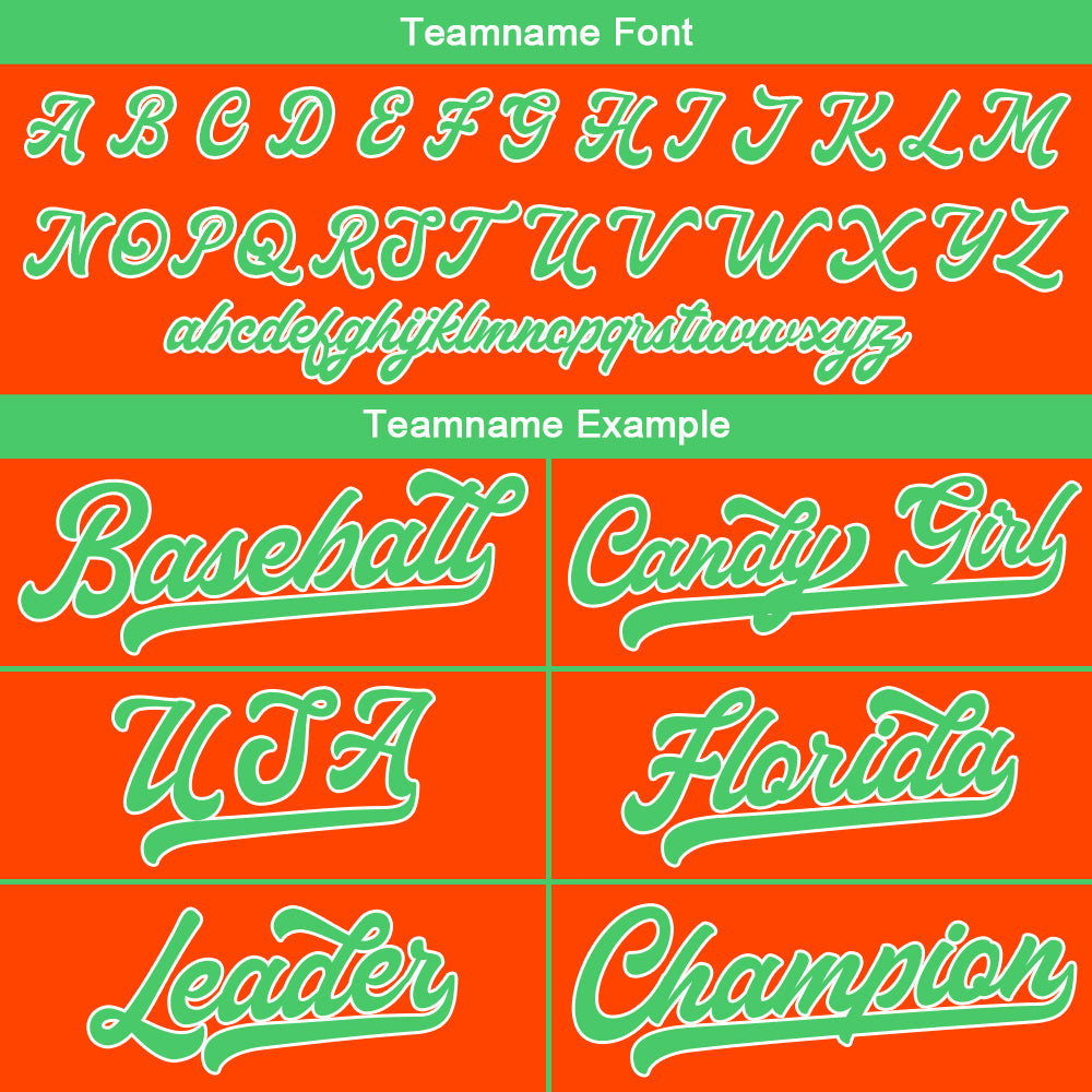 Camiseta de béisbol personalizada con diseño bordado & estilo hip hop & color naranja y verde