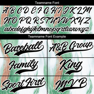Camiseta de béisbol blanca y verde con dise?o personalizado estampado a todo color