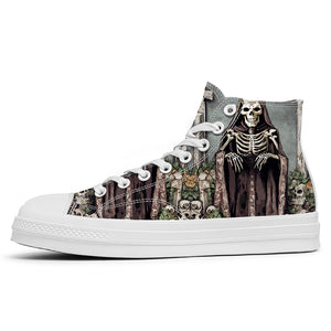 Resalta tu estilo con las zapatillas de lona de caña media Skeleton para hombre y mujer