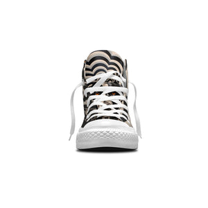 Canine Canvas: Zapatillas de lona de media caña para hombre y mujer -Déjese cautivar por el arte del mejor amigo del hombre con imágenes de perros en estilo Op Art