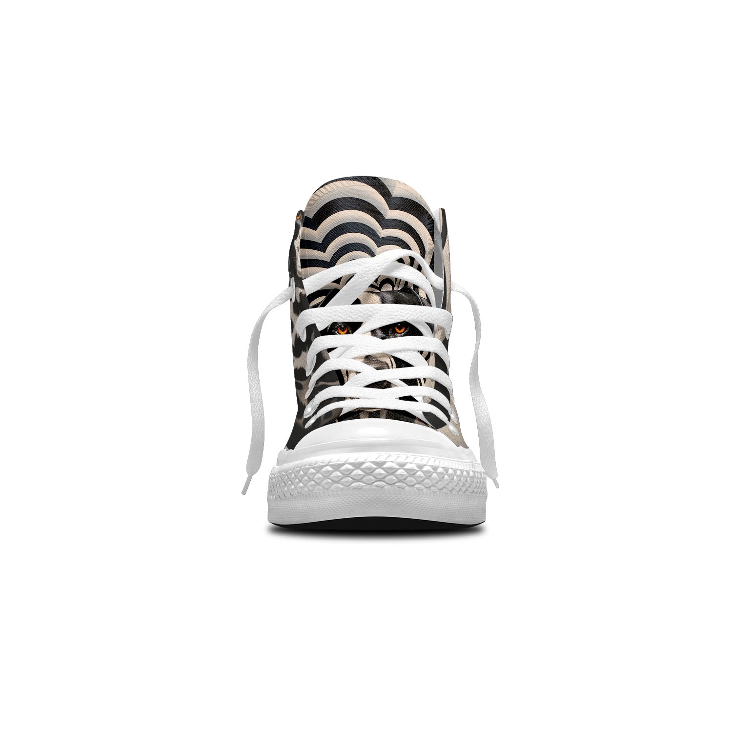 Canine Canvas: Zapatillas de lona de media caña para hombre y mujer -Déjese cautivar por el arte del mejor amigo del hombre con imágenes de perros en estilo Op Art