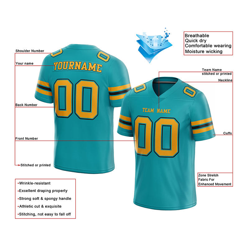 customized  authentic football jersey aqua orange-white mesh