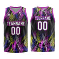 Uniforme de baloncesto personalizado en negro y rosa con tu logotipo-nombre y número impresos