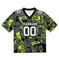 Camiseta de fútbol personalizada con nombre y número del equipo bordados en verde neón