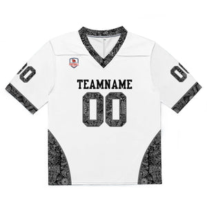 Camiseta de fútbol personalizada con nombre y número del equipo impresos y bordados-color blanco y negro