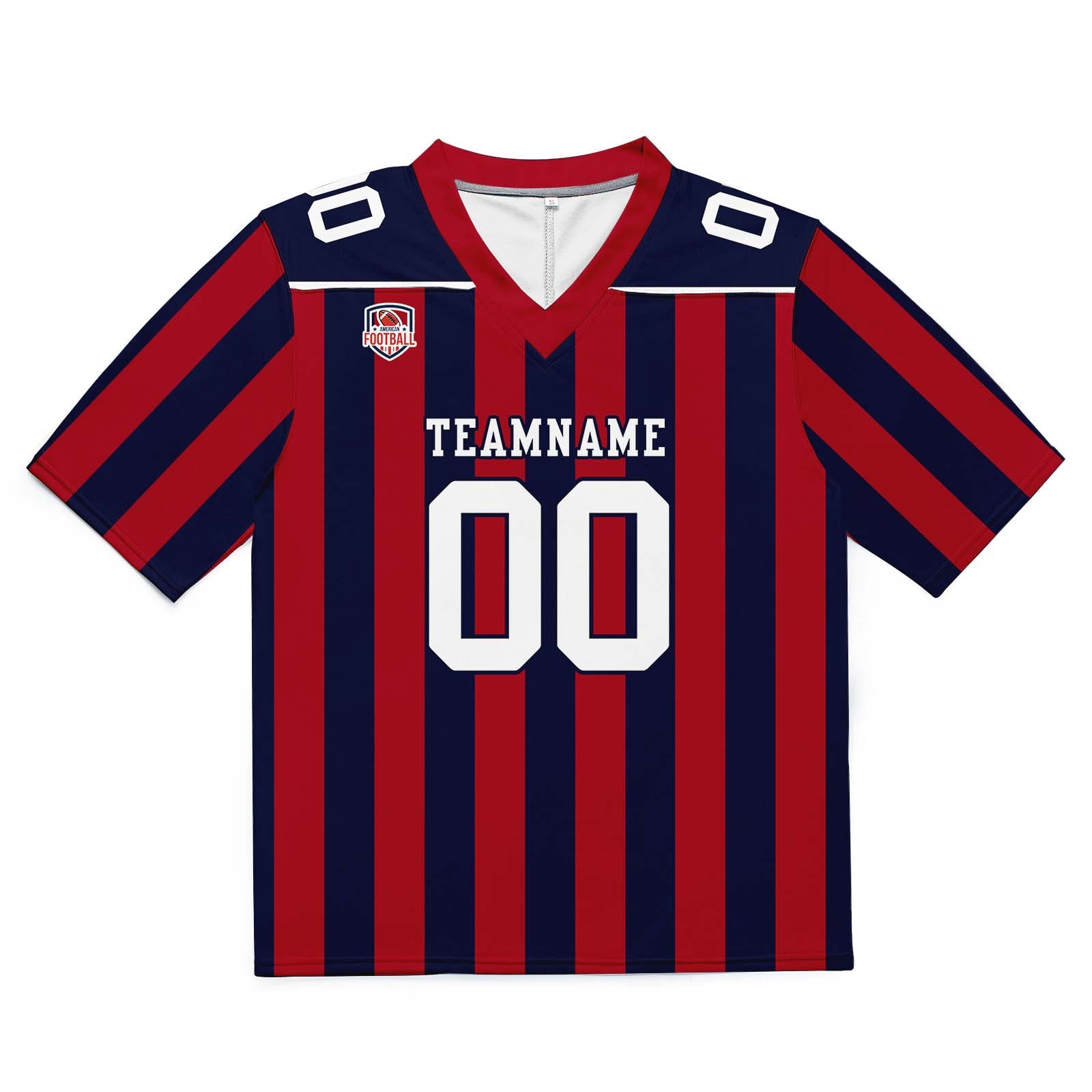 Camiseta de fútbol personalizada con nombre y número del equipo bordados-color rojo y azul marino