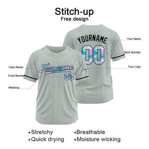 Camiseta de béisbol gris personalizada con diseño bordado Camisetas de béisbol de hip hop personalizadas
