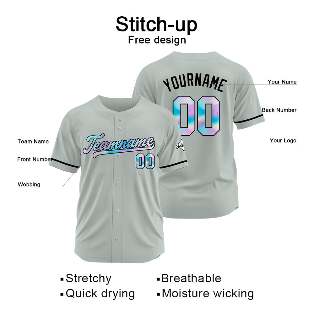 Camiseta de béisbol gris personalizada con diseño bordado Camisetas de béisbol de hip hop personalizadas