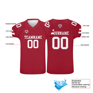 Camiseta de fútbol personalizada con nombre y número del equipo impresos en rojo