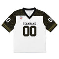 Camiseta de fútbol personalizada con nombre y número del equipo bordados-en blanco-negro y verde oscuro