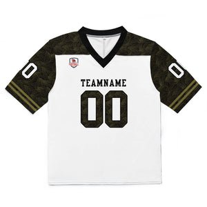 Camiseta de fútbol personalizada con nombre y número del equipo bordados-en blanco-negro y verde oscuro