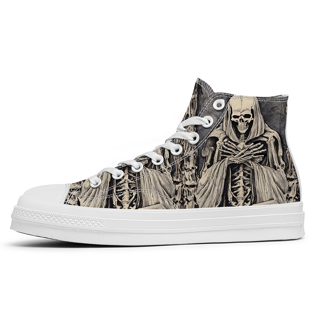 Resalta tu estilo con las zapatillas de lona de caña media Skeleton para hombre y mujer