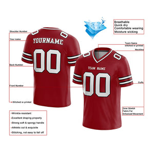 customized authentic football jersey black red-white mesh