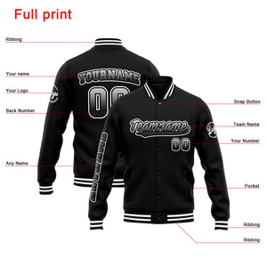 Chaqueta universitaria personalizada estilo Letterman para hombres-mujeres y jóvenes-color blanco y negro