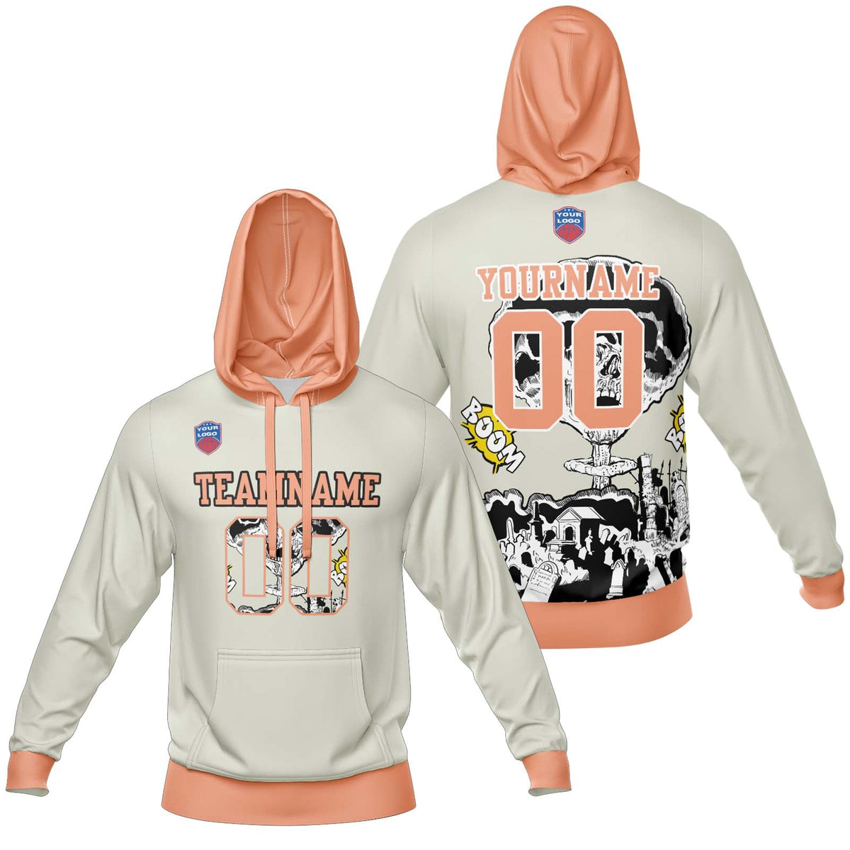 Sudadera con capucha degradada personalizada para hombre-mujer-niña o niño Imprime tu logotipo-nombre y número