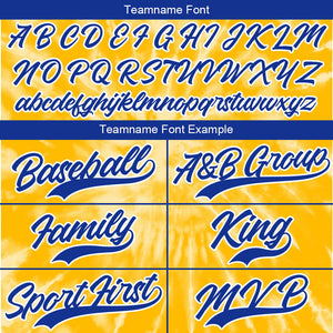 Camiseta de béisbol amarilla con dise?o personalizado de estampado completo y efecto tie-dye