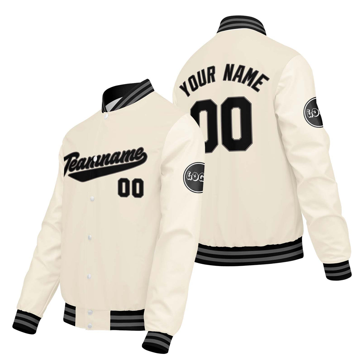 Chaquetas universitarias personalizadas color crema y blanco para hombres & mujeres y jóvenes & Chaquetas Letterman personalizadas