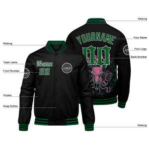 Chaqueta universitaria personalizada estilo Letterman para hombres-mujeres y color verde