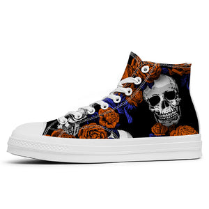 Resalta tu estilo con las zapatillas de lona de caña media Skeleton para hombre y mujer