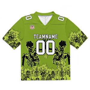 Camiseta de fútbol personalizada con nombre y número del equipo impresos y bordados-color verde