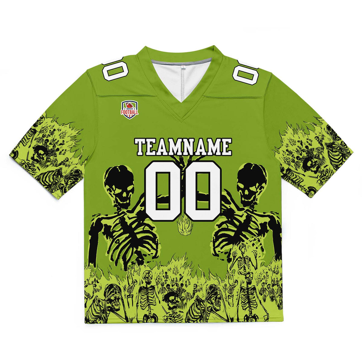 Camiseta de fútbol personalizada con nombre y número del equipo impresos y bordados-color verde