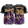 Camiseta de béisbol personalizada negra y rosa con botones para hombre mujer adulto y joven Estampado de nombre número y logotipo