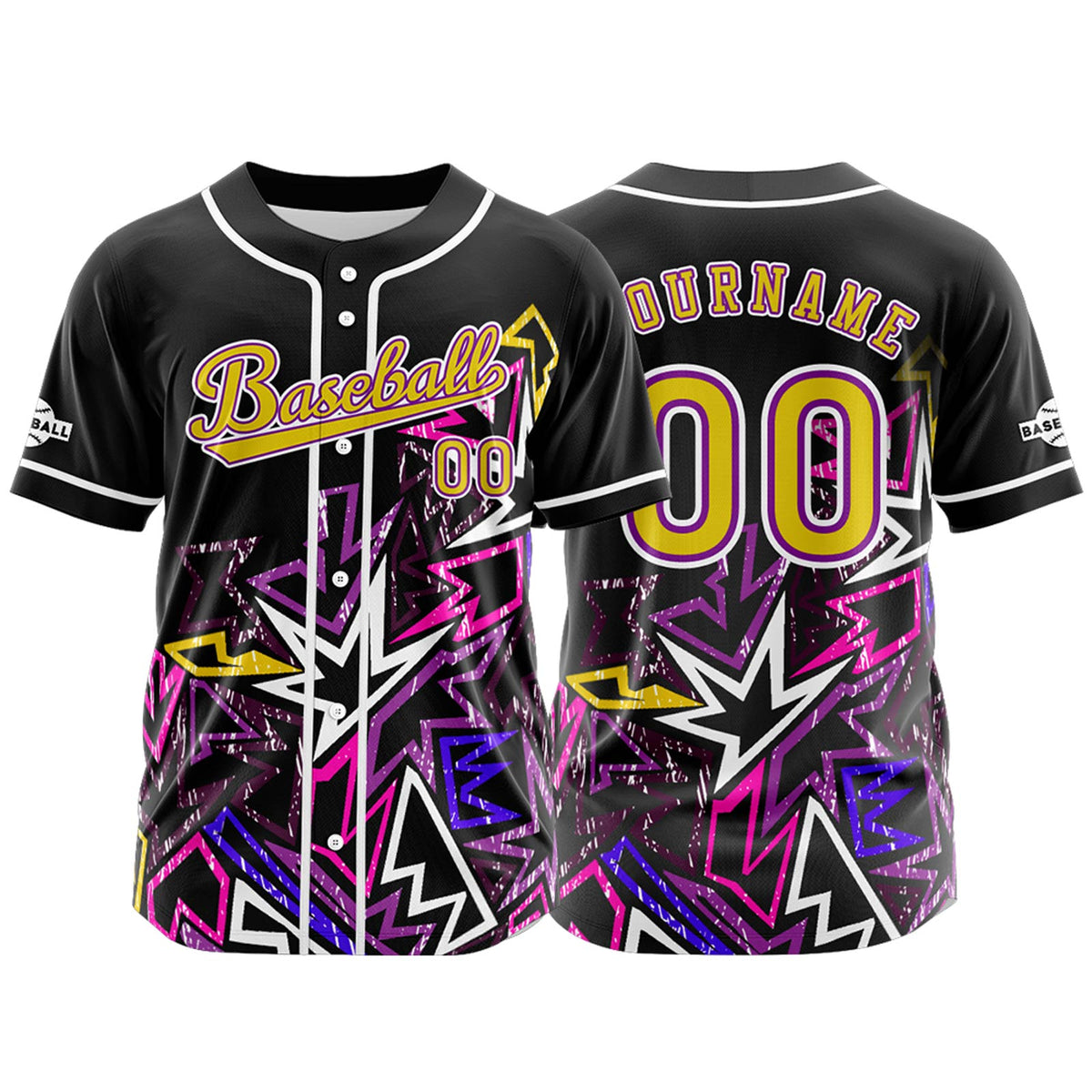 Camiseta de béisbol personalizada negra y rosa con botones para hombre mujer adulto y joven Estampado de nombre número y logotipo