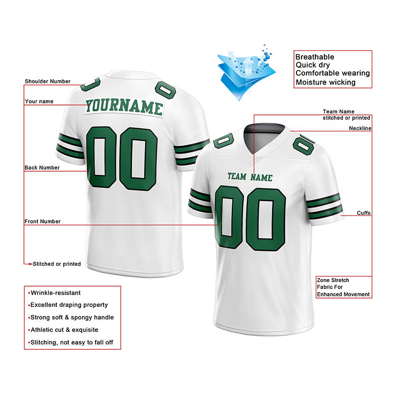 customized authentic football jersey white green-black mesh