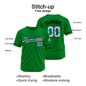 Camiseta de béisbol verde personalizada con diseño bordado Camisetas de béisbol de hip hop personalizadas