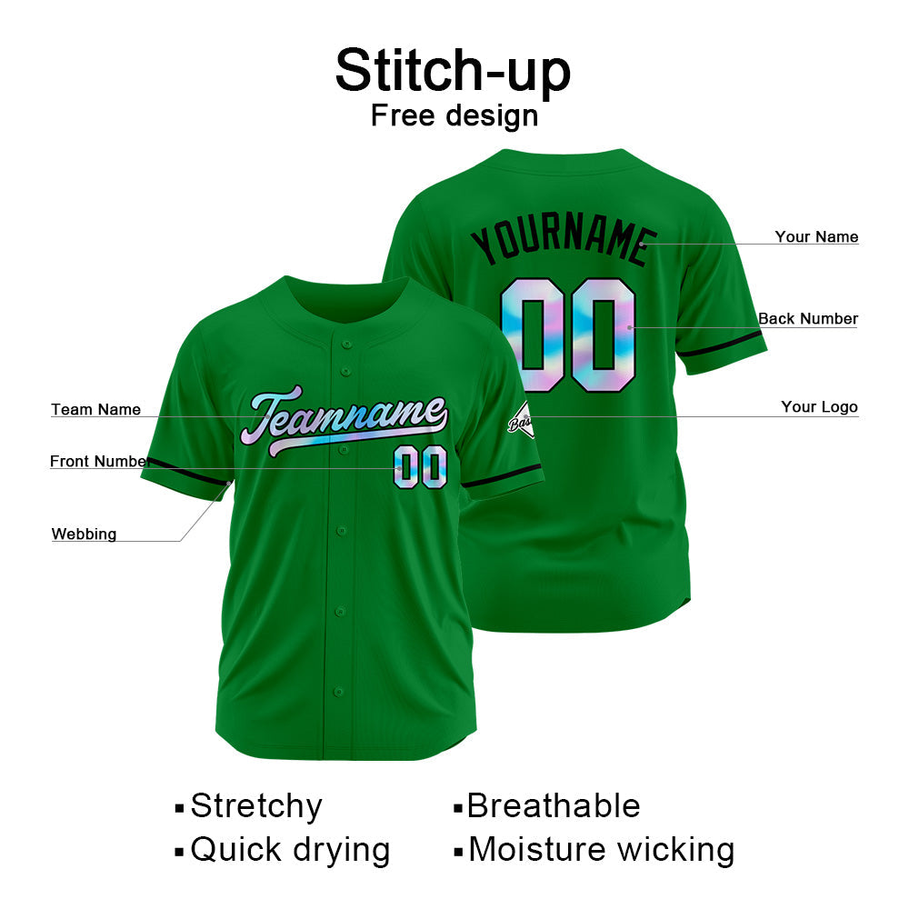 Camiseta de béisbol verde personalizada con diseño bordado Camisetas de béisbol de hip hop personalizadas