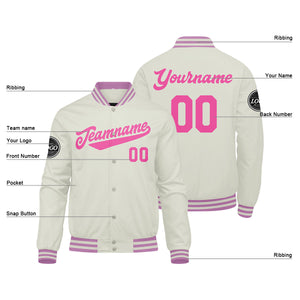Chaqueta universitaria personalizada estilo Letterman para hombres & mujeres y jóvenes & color crema y rosa