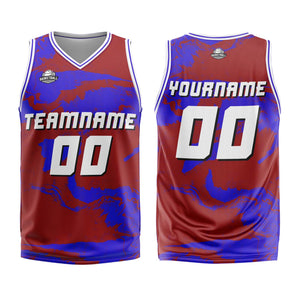 Uniforme de baloncesto rojo real personalizado con tu logotipo-nombre y número impresos