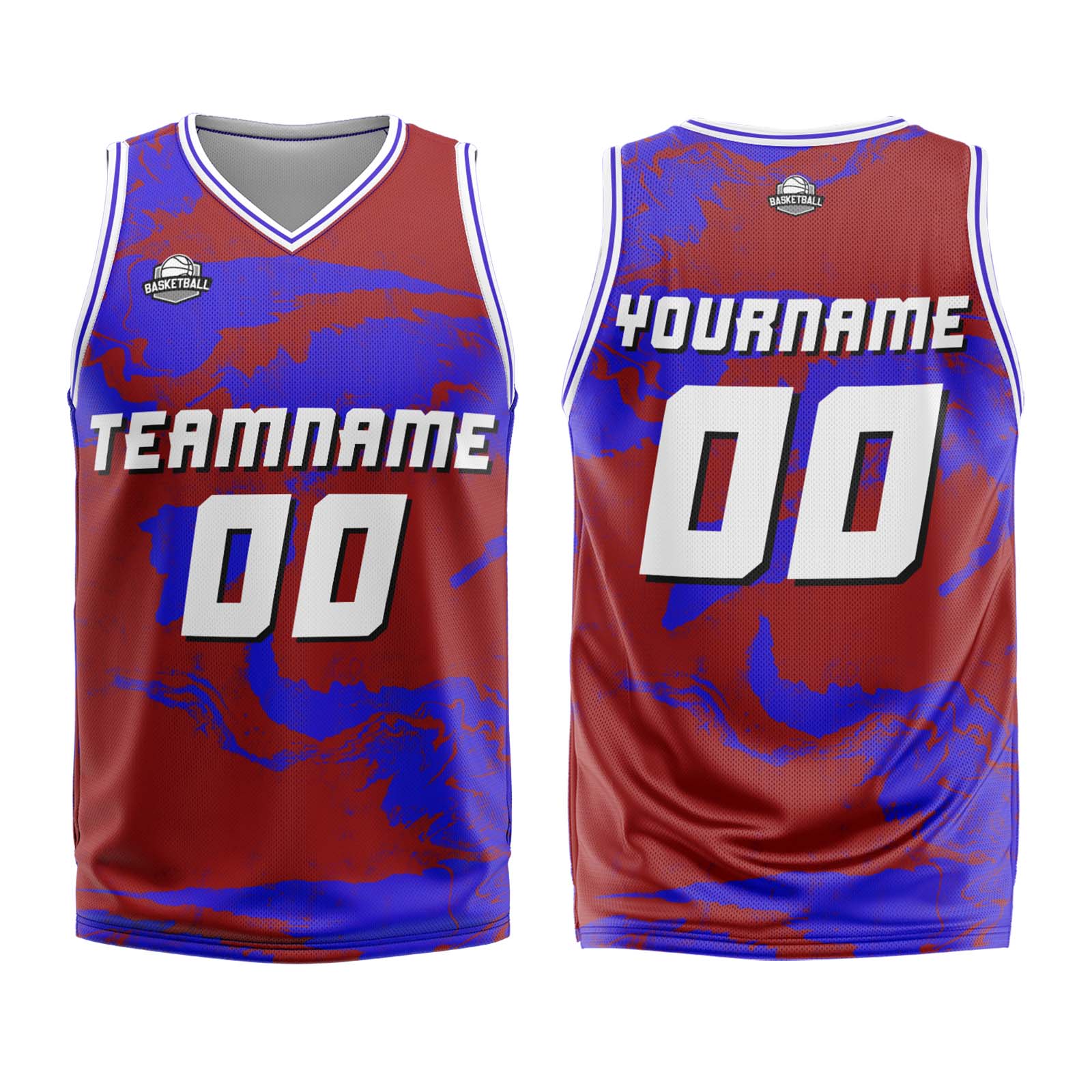 Uniforme de baloncesto rojo real personalizado con tu logotipo-nombre y número impresos