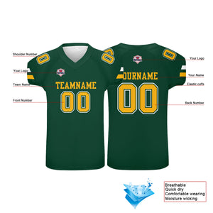 Camiseta de fútbol personalizada con nombre y número del equipo impresos en color verde