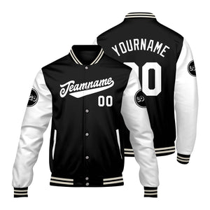 Chaquetas universitarias personalizadas en blanco y negro para hombres & mujeres y jóvenes & Chaquetas Letterman personalizadas