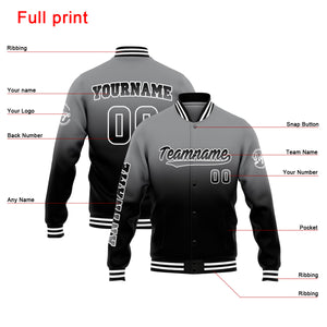 Chaqueta universitaria personalizada estilo Letterman para hombres-mujeres y jóvenes-color gris y negro