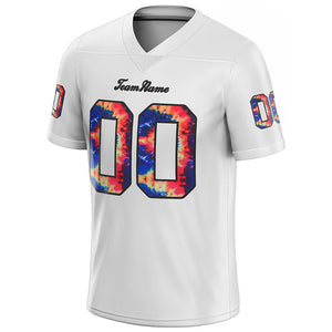 team customized authentic tie dye football jersey white-black mesh