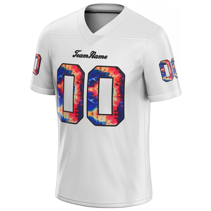 team customized authentic tie dye football jersey white mesh