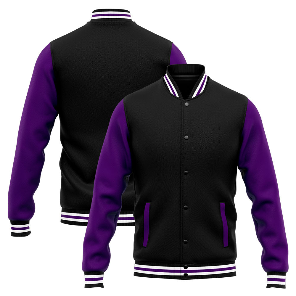 Chaqueta universitaria personalizada estilo Letterman para hombres-mujeres y jóvenes-color morado y negro