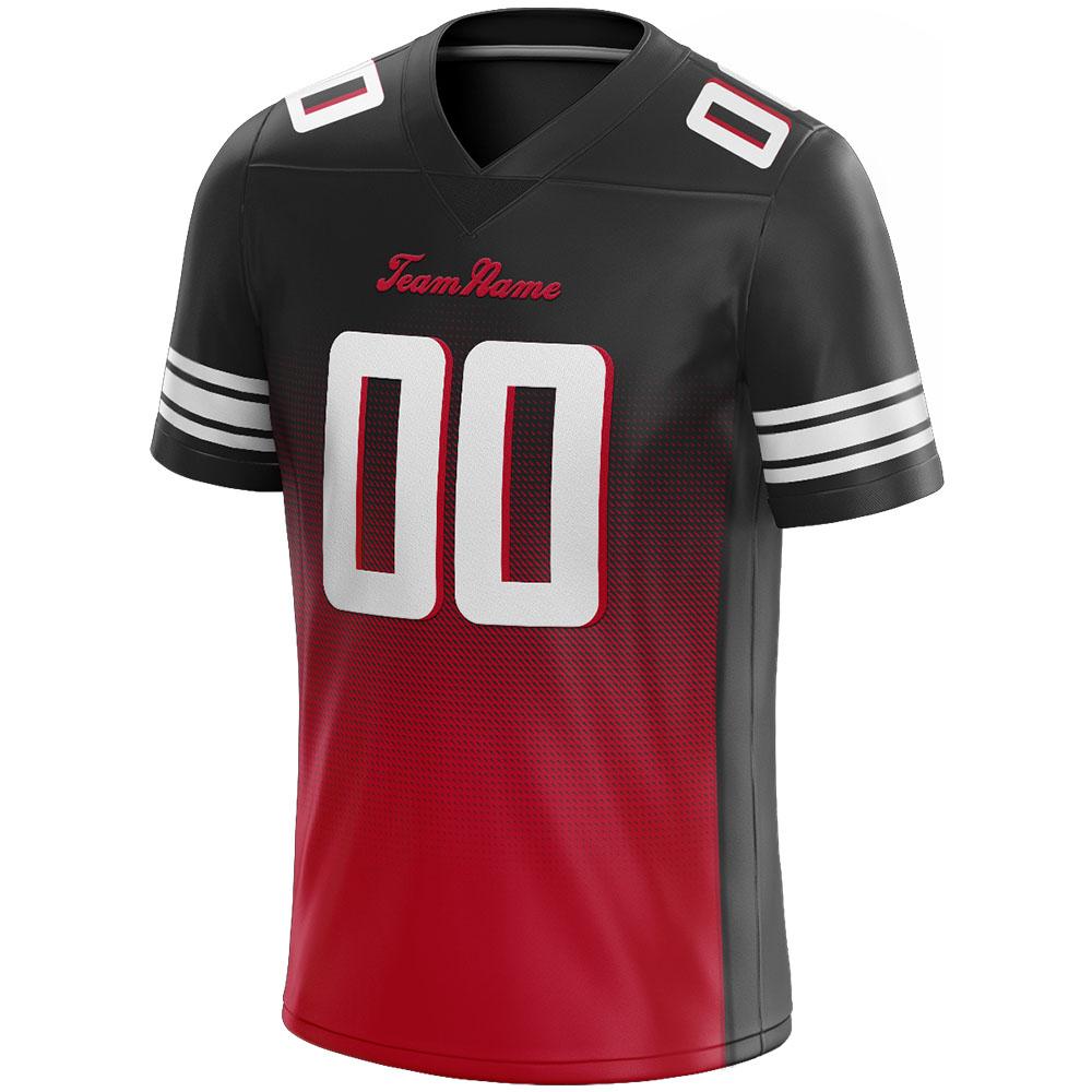 custom authentic gradient fashion football jersey black-red-white mesh