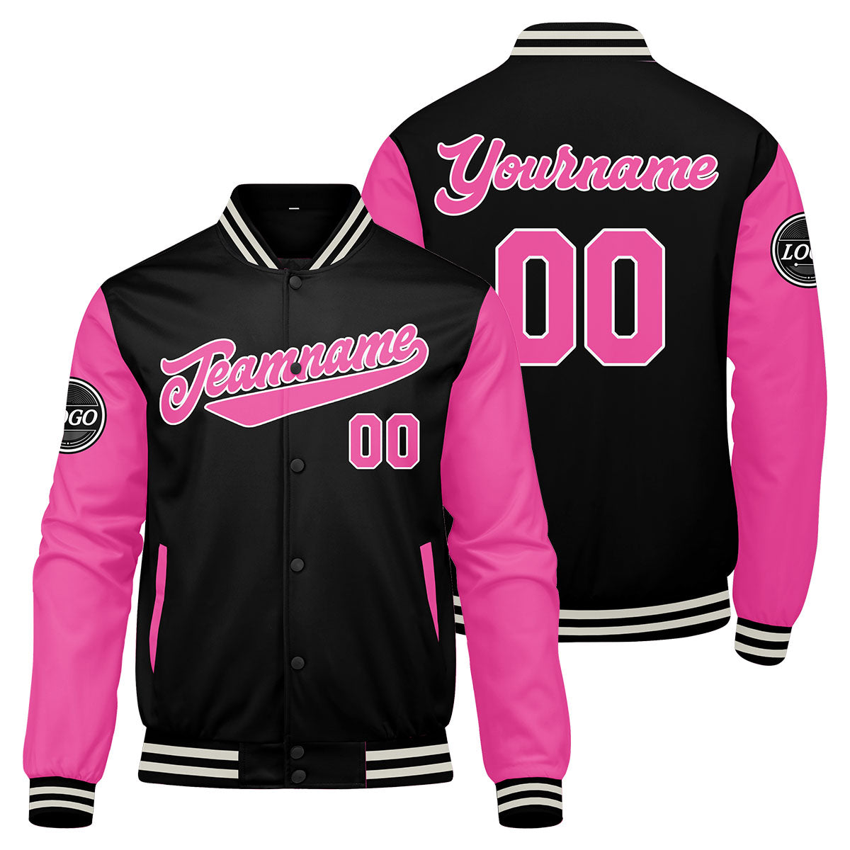 Chaqueta universitaria personalizada estilo Letterman para hombres-mujeres y jóvenes-color rosa