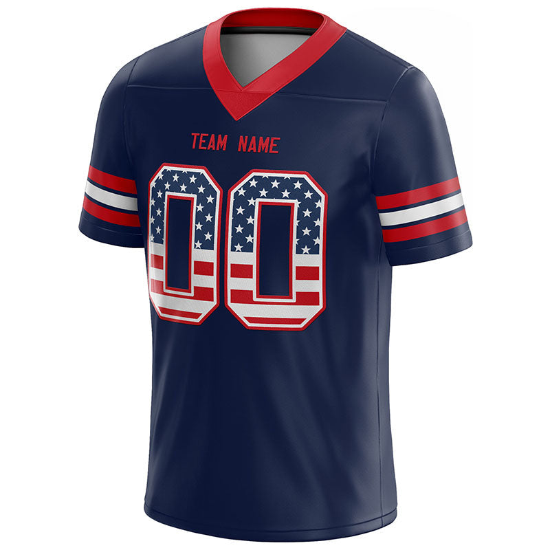 custom authentic football jersey navy-red-white mesh size 7x